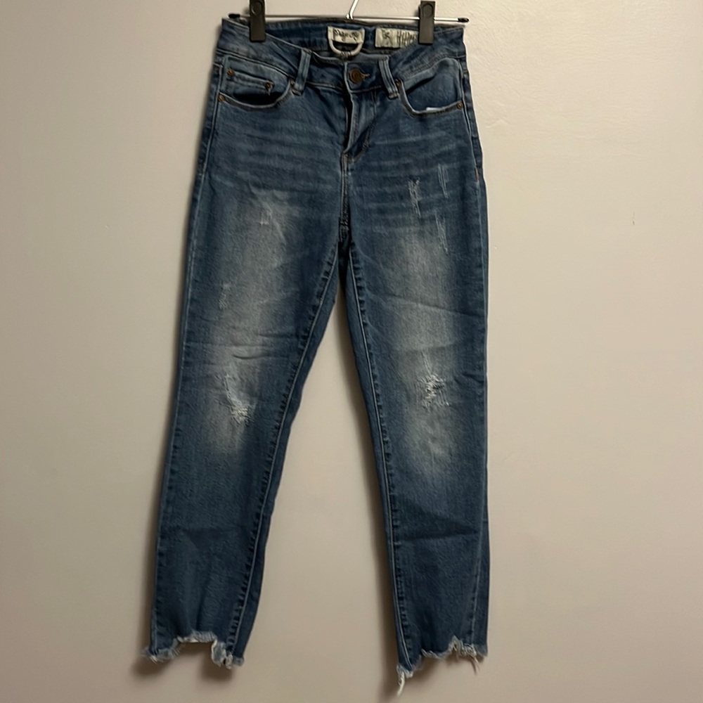 Indigo Rein High Waist Distressed Ankle Rise Jeans